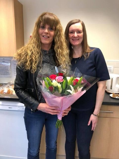 Fiona, with Eleanor, celebrating 10 years of volunteering with us in 2018