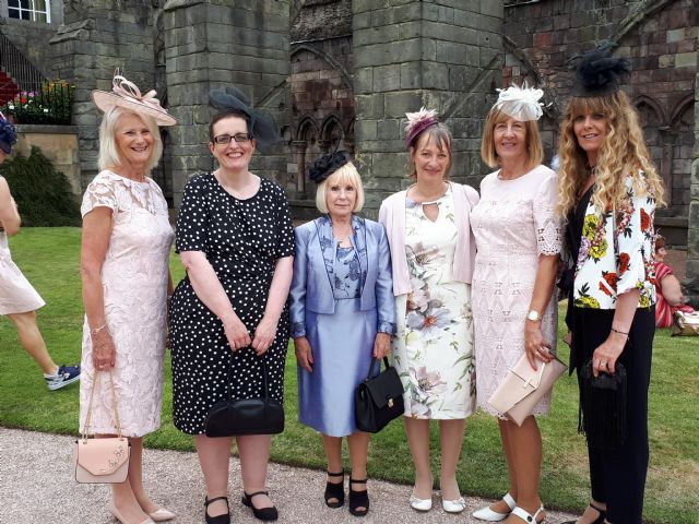 Fiona, on the right, representing Home-Start Kirkcaldy at the Royal Garden Party, 2018